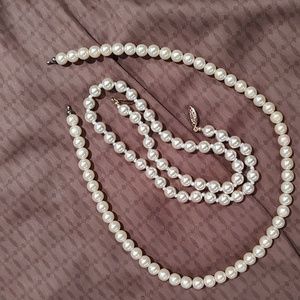 Faux pearl necklaces